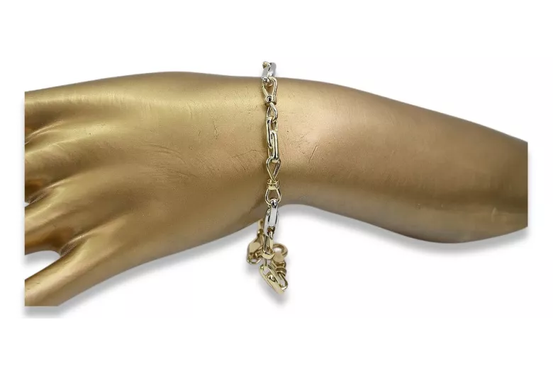 Pulsera de oro amarillo italiano de 14k con piedras preciosas cb061yw