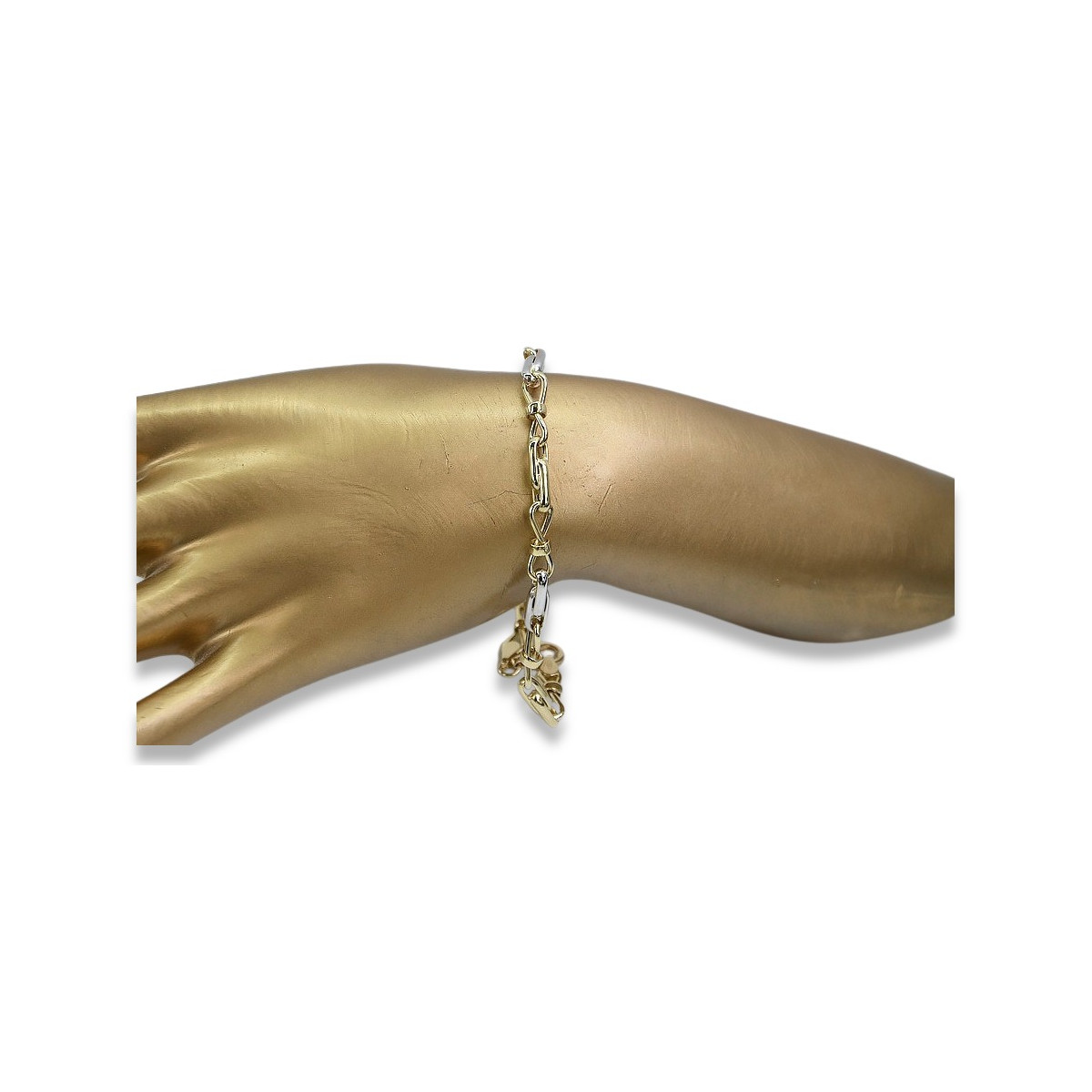 Bracelet en Or Jaune Italien 14K, Pierre de Lune et Topaze cb061yw