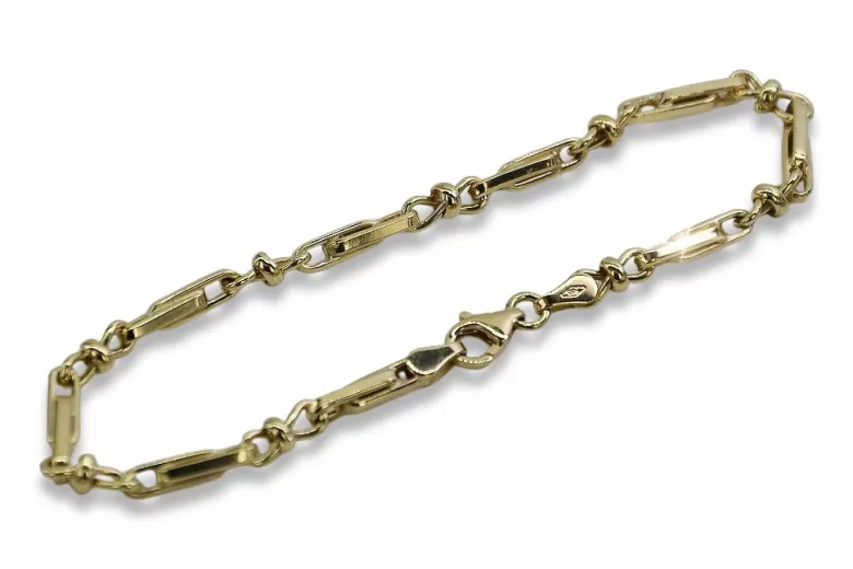 Pulsera de oro amarillo italiano de 14K con diferentes piedras, 21cm. cb063yw