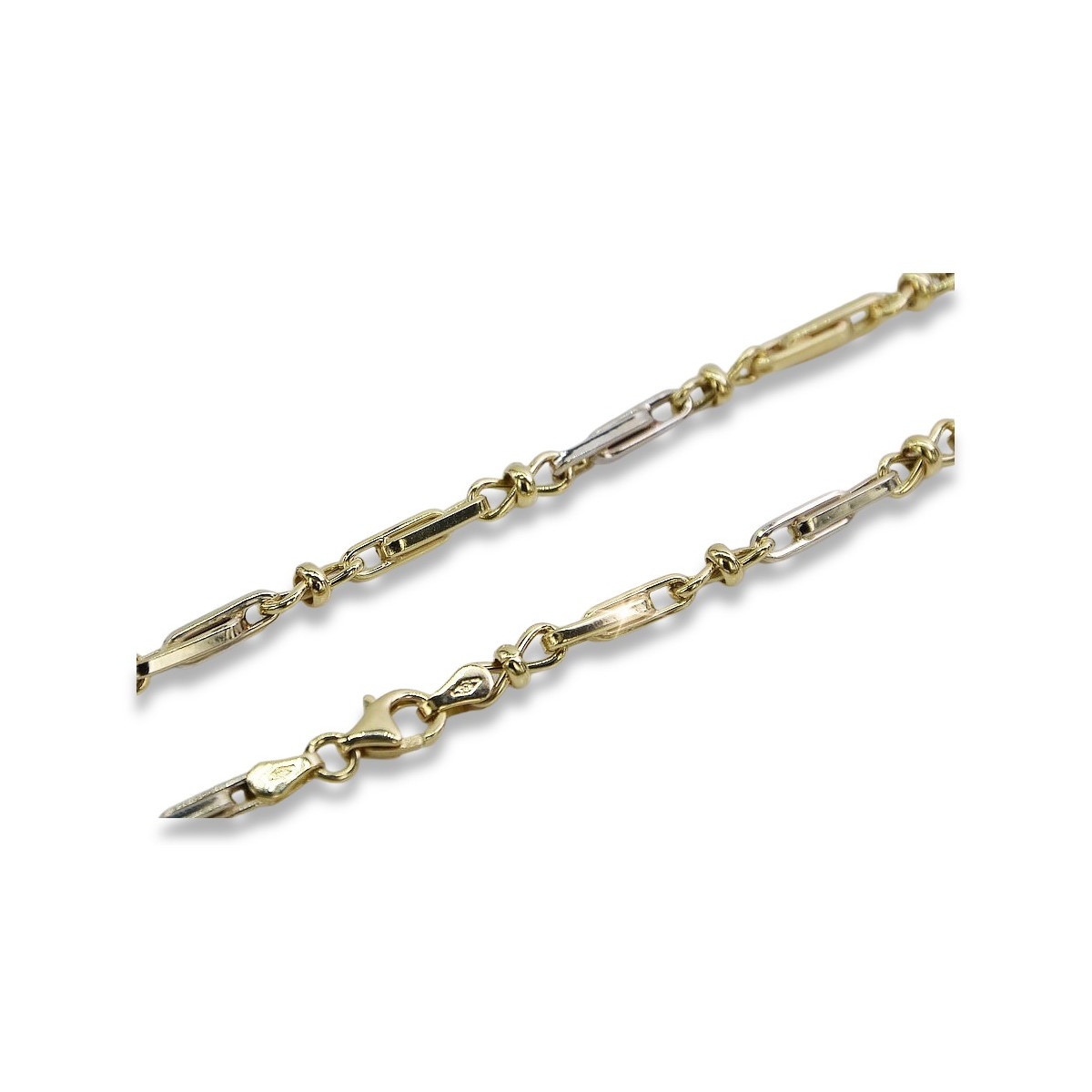 Pulsera de oro amarillo italiano de 14K con diferentes piedras, 21cm. cb063yw