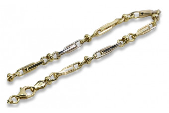 Pulsera de oro amarillo italiano de 14K con diferentes piedras, 21cm. cb063yw