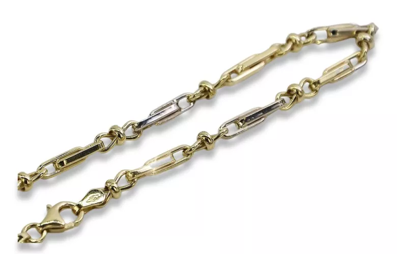 Elegant Italian 14K Gold Bracelet with Yellow and White Gemstones cb063yw