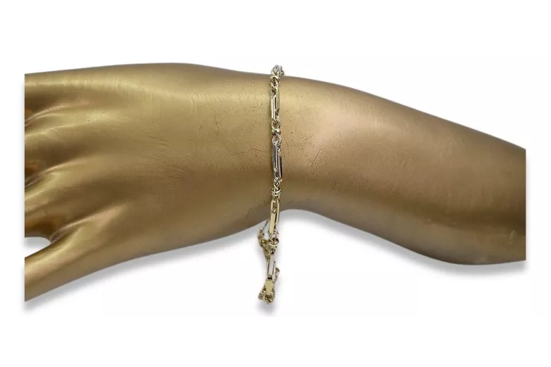 Pulsera de oro amarillo italiano de 14K con diferentes piedras, 21cm. cb063yw