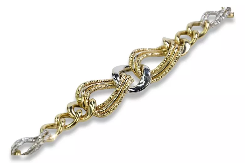 Bracelet cœur en or italien 14k jaune et blanc cb068yw