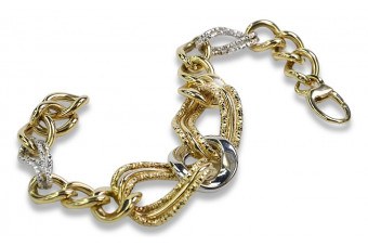 Bracelet cœur en or italien 14k jaune et blanc cb068yw