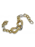 Pulsera de corazón de oro blanco y amarillo italiano de 14k cb068yw