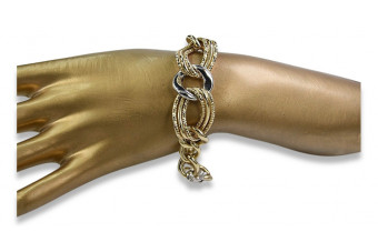 Bracelet cœur en or italien 14k jaune et blanc cb068yw