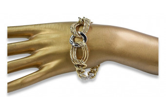 Bracelet cœur en or italien 14k jaune et blanc cb068yw