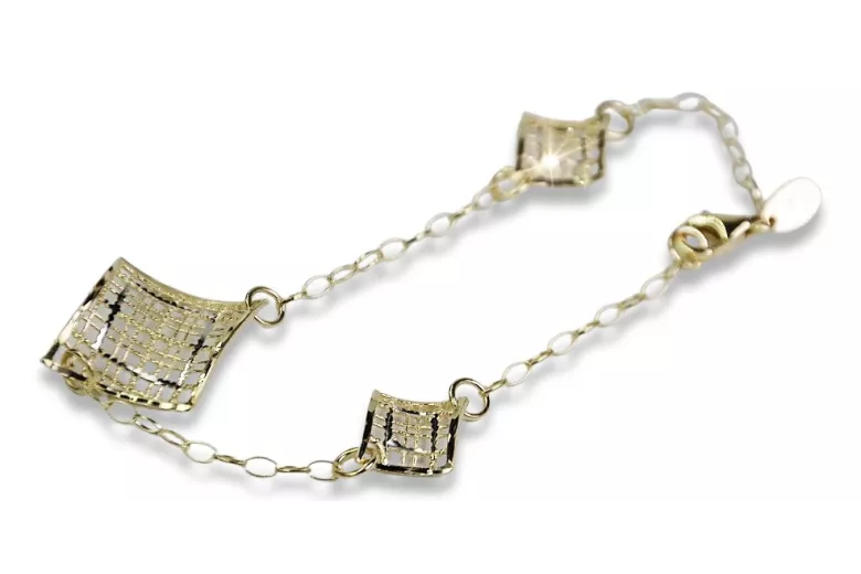 Bracelet Fantaisie en Or Jaune et Blanc Italien 14K, 18 c. cb070yw