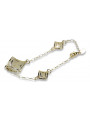 Bracelet Fantaisie en Or Jaune et Blanc Italien 14K, 18 c. cb070yw