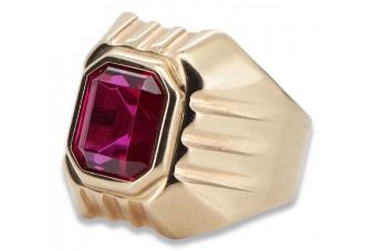 Rubinrot 14 Karat Vintage-Roségold Herren Siegelring Einstellung vsc002r