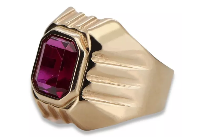 Ruby Vintage 14K Rose Gold Men's Signet Ring vsc002r