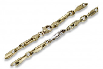 Italian Yellow White 14K Gold Modern Chain Necklace cc062yw