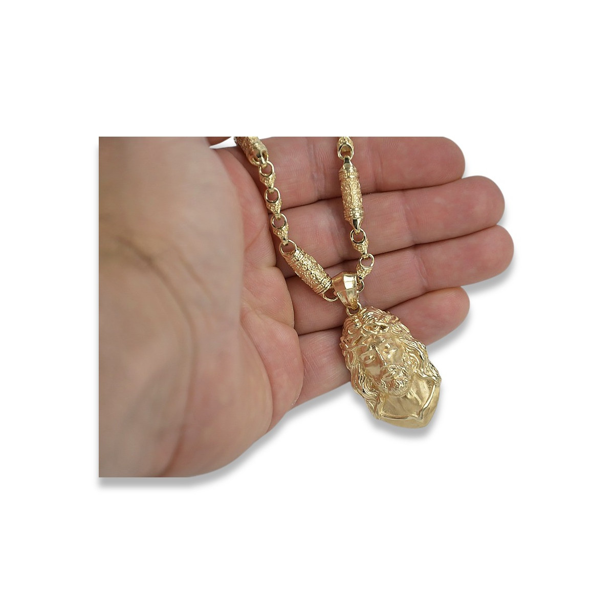 Medallón de oro de Dios con una cadena ★ zlotychlopak.pl ★ Oro 585 333 Precio bajo