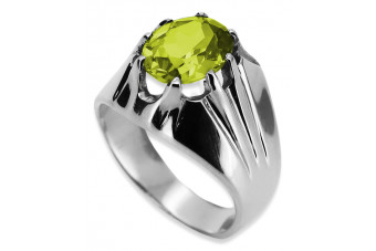 925 Sterling Silber, Gelber Peridot, Topas Ring, Vintage Stil vrc016s