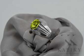 925 Sterling Silber, Gelber Peridot, Topas Ring, Vintage Stil vrc016s