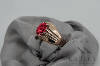 Vintage Sterling Silver Rose Gold Plated Ruby Ring vrc016rp