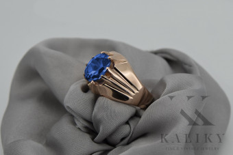 Silver Rose Gold Plated Sapphire Ring in Sterling Silver vrc016rp