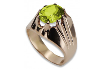 Bague en argent sterling plaqué or rose avec péridot jaune vrc016rp