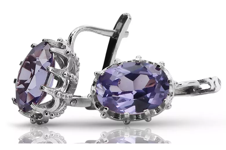 Boucles d'oreilles en argent sterling 925, Alexandrite vec079s