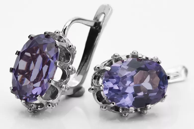 Boucles d'oreilles en argent sterling 925, Alexandrite vec079s