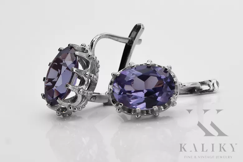 Boucles d'oreilles en argent sterling 925, Alexandrite vec079s