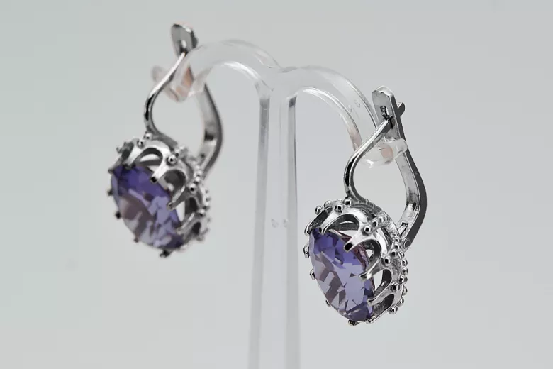 Sterling Silver 925 Alexandrite Drop Earrings vec079s