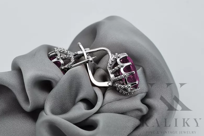 Стерлингово сребро 925, Аметис обици Vintage (925 Silver, Amethyst earrings) vec079s