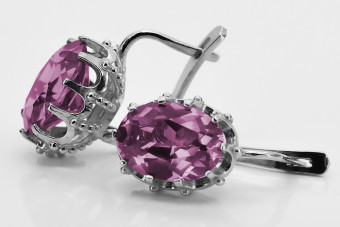 Стерлингово сребро 925, Аметис обици Vintage (925 Silver, Amethyst earrings) vec079s