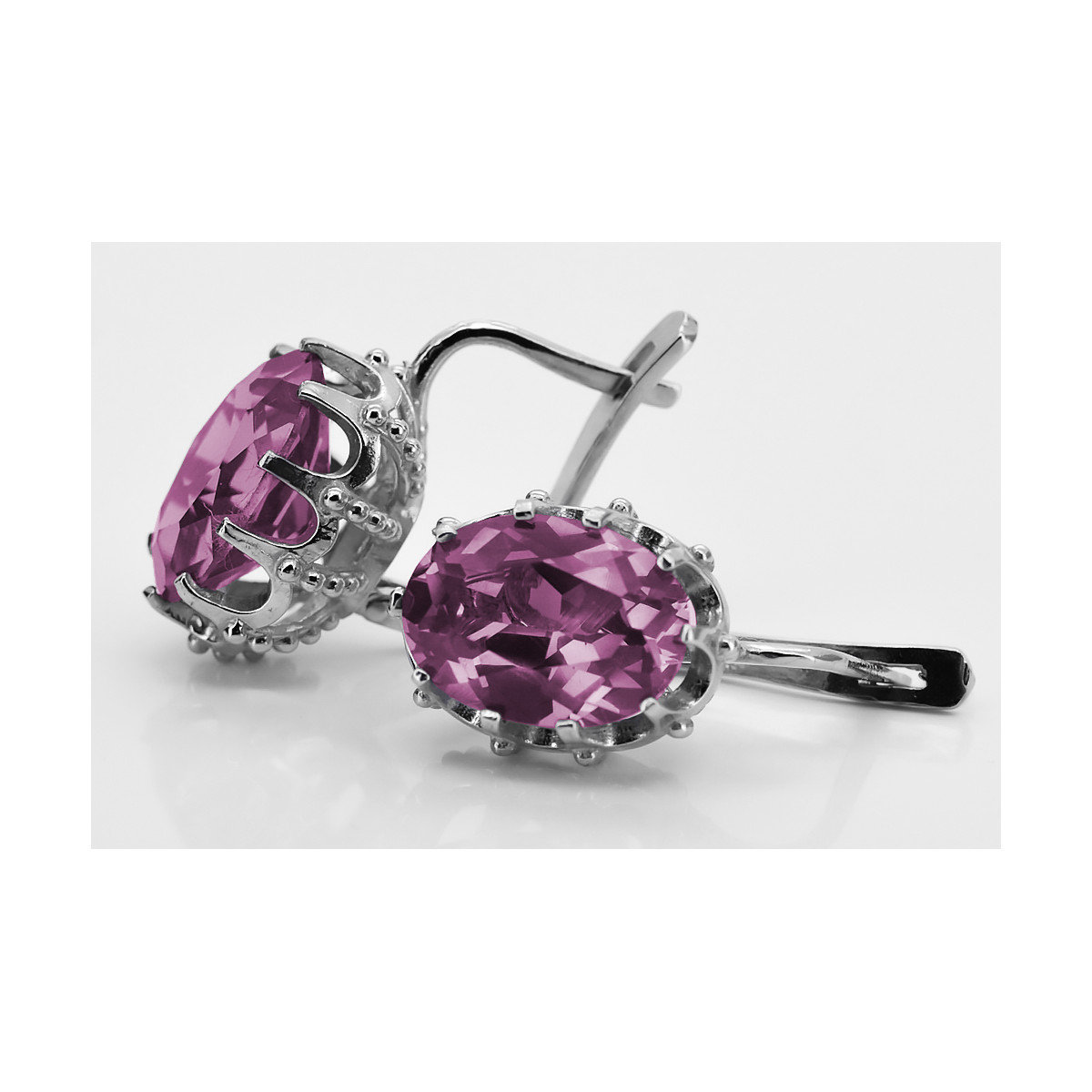 Стерлингово сребро 925, Аметис обици Vintage (925 Silver, Amethyst earrings) vec079s