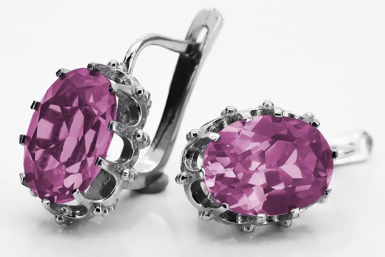 Стерлингово сребро 925, Аметис обици Vintage (925 Silver, Amethyst earrings) vec079s