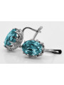 Sterling Silver 925 Aquamarine Drop Earrings Vintage Style vec079s