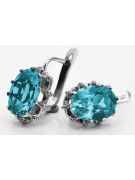 Sterling Silver 925 Aquamarine Drop Earrings Vintage Style vec079s