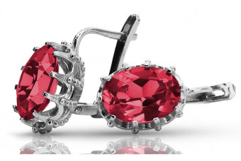 Boucles d'oreilles en argent sterling 925, Rubis. vec079s