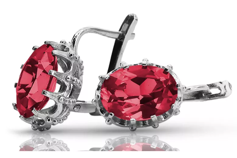 Sterling Silver 925, Ruby & Sapphire Vintage Earrings vec079s