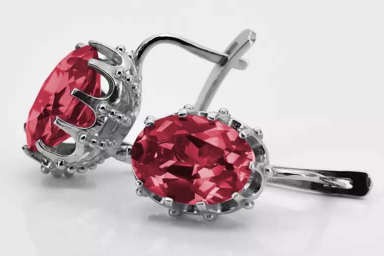 Sterling Silver 925, Ruby & Sapphire Vintage Earrings vec079s