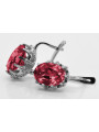 Boucles d'oreilles en argent sterling 925, Rubis. vec079s