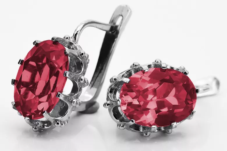 Sterling Silver 925, Ruby & Sapphire Vintage Earrings vec079s