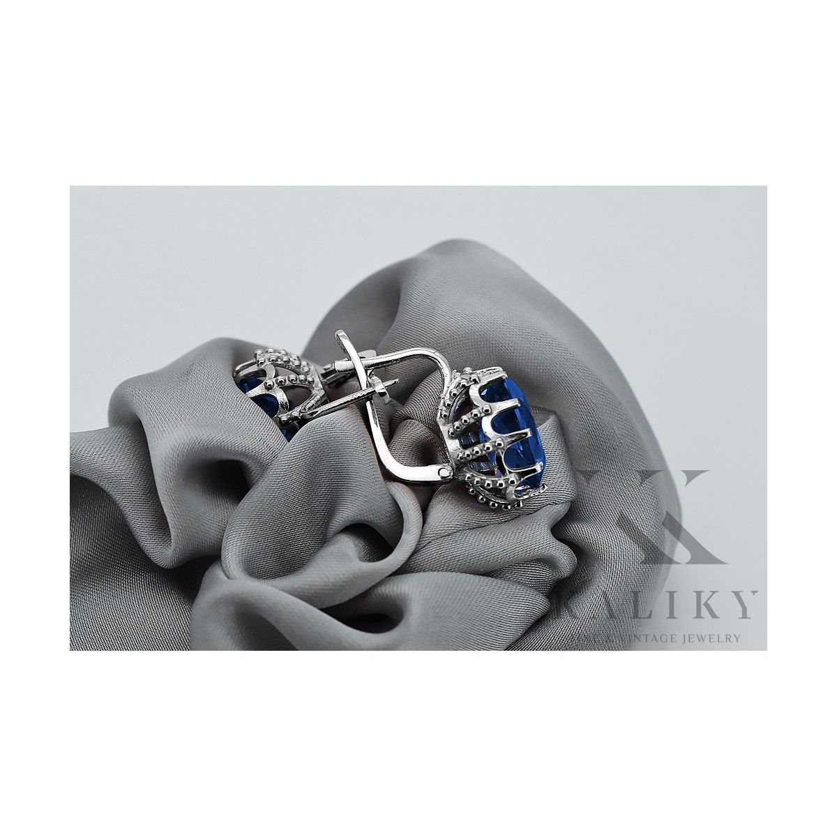 Boucles d'oreilles en argent sterling 925, Saphir vec079s