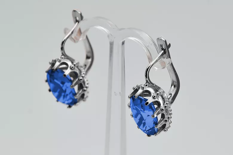 Vintage Sterling Silver 925 Sapphire Earrings vec079s