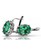 Sterling Silver 925 Emerald Earrings Vintage Style Jewelry vec079s