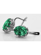 Sterling Silver 925 Emerald Earrings Vintage Style Jewelry vec079s