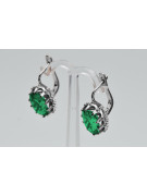 Sterling Silver 925 Emerald Earrings Vintage Style Jewelry vec079s