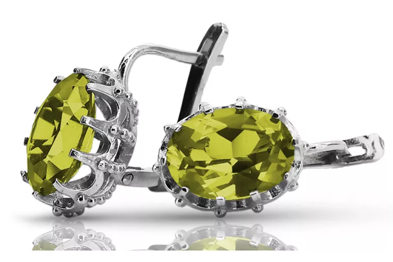 Boucles d'oreilles en argent sterling 925, Péridot jaune vec079s