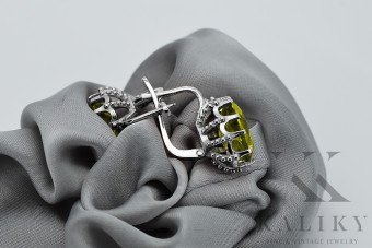 Boucles d'oreilles en argent sterling 925, Péridot jaune vec079s