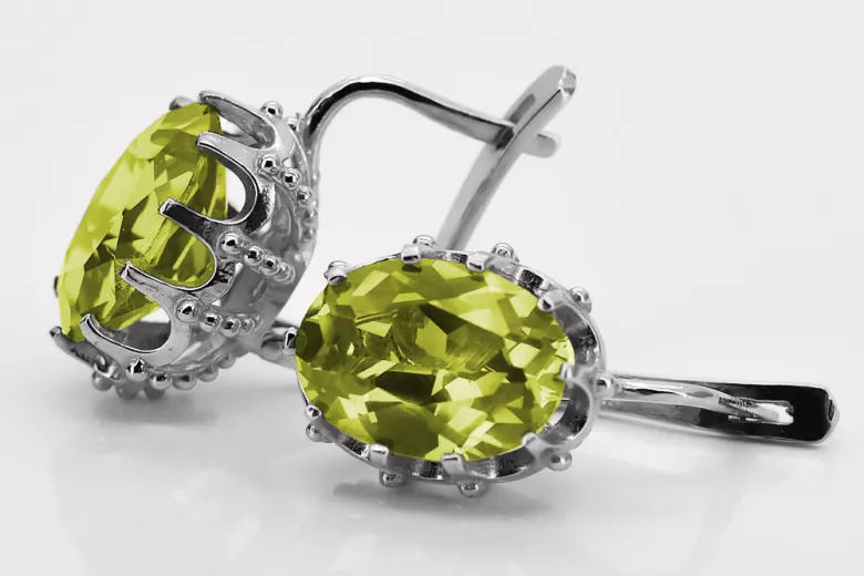 Boucles d'oreilles en argent sterling 925, Péridot jaune vec079s