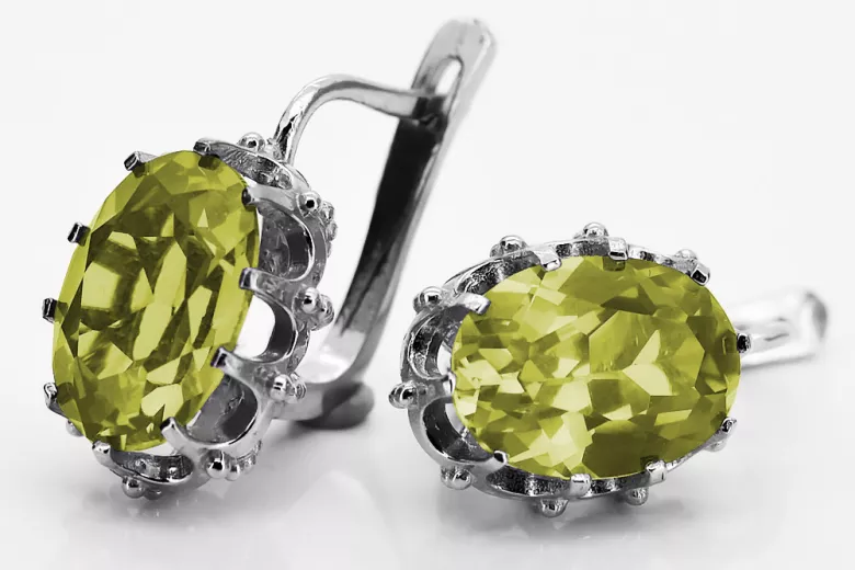 Boucles d'oreilles en argent sterling 925, Péridot jaune vec079s