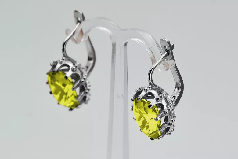 Boucles d'oreilles en argent sterling 925, Péridot jaune vec079s