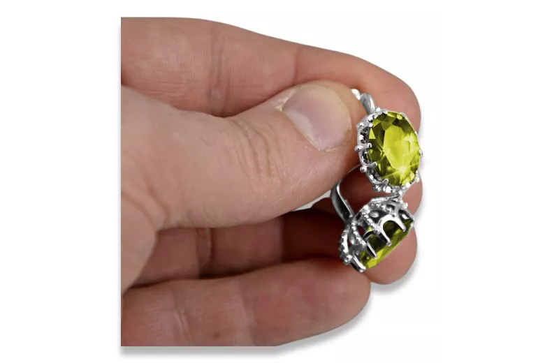 Boucles d'oreilles en argent sterling 925, Péridot jaune vec079s