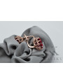 "Classic Ruby Accentuated 14K Rose Gold Earrings - Vintage Original vec079" Vintage vec079